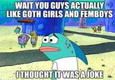 SWAIT YOU GUYS ACTUALLY LIKE GOTH GIRLS AND FEMBOYS I THOUGHT IT WAS A JOKE