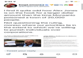 9:32 1 EmpLemon GO @EmperorLemon I find it quite odd how Alex Jones is on the hook for a larger dollar amount than the time Monsanto poisoned a town of 20,000 people. ex Jones ordered to pay $965 million in indy Hook defamation trial is the second trial Jones has faced about his false claims. aron Katersky and Meredith Deliso ber 12, 2022, 6:09 PM Not questioning the ruling, moreso where our priorities lie in the extent to which we're willing to punish individuals over corporations. 34 lecticut jury orders Alex Jones to pay nearly $1 billion to Sandy Hook parents nnecticut jury has ordered the conspiracy theorist Alex Jones to pay nearly $1 billion in dama.... Tweet your reply b 8 Q Ⓡ SOS By The Associated Press $700 Million Settlement in Alabama PCB Lawsuit Solutia Inc. and the Monsanto Company have agreed to pay $700 million to settle claims by more than 20,000 Anniston residents over PCB contamination, plaintiff's lawyers said today. The agreement, which will end a long-running trial in state court over decades-old pollution from a chemical plant in the east Alabama city, includes payments to homeowners and cash to finance a PCB research laboratory, lawyers for the residents said in a statement. The two companies said the settlement called for $600 million in cash. Monsanto will pay $390 million, Solutia will pay $50 million and the rest will be covered by insurance, according to a statement from Monsanto. ▶