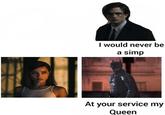 I would never be a simp At your service my Queen