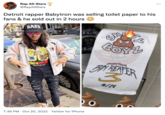 Rap All-Stars @RapAllStars Detroit rapper Babytron was selling toilet paper to his fans & he sold out in 2 hours BAPE DRAGON BABY MILO VII. Ро 7:36 PM Oct 20, 2022 Twitter for iPhone TL BOYL SAY CHEESE SH SYBY TRON 3 10/28 :