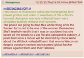 10/20/22(Thu)16:39:14 No.887667999 : Anonymous >>887662868 (OP) # >University of Wisconsin police are investigating how private photos and video of members of the school's national champion women's volleyball team were circulated publicly without their consent. The police are going to drop this whole thing after the 'hacker' turns out to be one of the women themselves. She'll tearfully testify that it was an accident that she saved all the details to a zip file and uploaded it publicly. 3 years from now a movie will be directed by Olivia Wilde about the all black volleyball team that won in Wisconsin despite constant sexism and targeted global hacker strikes against them and their families. >>887668096 # >>887668130 # >>887668134 #