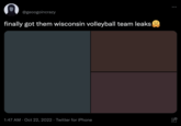 @geoogoincrazy finally got them wisconsin volleyball team leaks 1:47 AM Oct 22, 2022. Twitter for iPhone opi