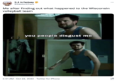 3-4 in fantasy @KestonChark Me after finding out what happened to the Wisconsin volleyball team you people disgust me 2:01 AM Oct 22, 2022 Twitter for iPhone ...
