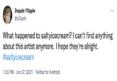 Saltyicecream Danbooru Dopple YOpple @yOpple ... What happened to saltyicecream? I can't find anything about this artist anymore. I hope they're alright. #saltyicecream 7:02 PM Jun 27, 2021. Twitter for Android