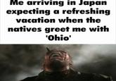 Falling to Knees When Japanese Greet Me With "Ohio" Meme Me arriving in Japan expecting a refreshing vacation when the natives greet me with 'Ohio'