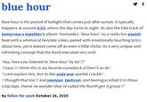 y f blue hour blue hour is the period of twilight that comes just after sunset. it typically happens at around 5:53, where the day turns to night. its also the title track of tomorrow x together's album 'minisode1: blue hour!. its a really fun popish beat with a whimsical fairytale video, paired with emotionally touching lyrics about love, yet it doesnt come off as even a little cliche. its a very unique and refreshing concept that the band executed very well. 'hey, have you listened to 'blue hour' by txt??' 'i have !! i think this is my favorite comeback of their's so far' 'i cant explain this, but its like soda pop sparkle crackle' 'i thought that too !! and yeonjun, taehyun, and beomgyu killed it in those crop tops. theres no wonder they're called the fourth gen it group !!' by fallen for soob October 26, 2020