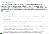Aiden @aidencalvin vin I will never attend a publicly licensed Nintendo or Panda Circuit event ever again. I will continue to support grassroots locals and majors, unaffiliated with Nintendo, that have been the lifeblood of our scene for 20+ years. This is so extraordinarily disgusting and disheartening. At every stage of Smash's competitive history, Nintendo has impeded our ability to succeed and grow. Story after story has surfaced of them intentionally seeking to stifle our scene, with many more that have unfortunately not seen the light of the public eye. They have done absolutely nothing substantial to help the community at any point. This community is built on the backs of those who have offered their love, free time, and dollars for over two decades now. In my eyes it is no mistake that this is happening at a time when the community has made substantial steps in its own financial stability. While we still struggle compared to other large esports, the businesses established by our TOs are finally reaching a point of success and independence, not just without the help of Nintendo, but in spite of Nintendo's efforts to control them. : It is now abundantly clear that Panda is simply a means to the end of controlling the scene, choking our last drops of independence from us as a community. ...