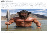 billlangle @wilbodavis The Liver King was on $12,000 a month of Steroid injections to promote his supplement company and all meat diet. He bragged about making over $100M and claimed repeatedly to be all natural. Men have some strange fitness role models. Eat your greens and avoid grifters. 1:22 AM Nov 29, 2022