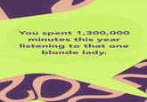 You spent 1,300,000 minutes this year listening to that one blonde lady.