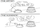THE ARTIST THE AUDIENCE AW that way man cake is guy's better than mine H--------! CAKE FROM PORTALTA!