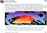 linda codega ✔ @lincodega Follow Yesterday, I received the full text of the OGL 1.1 from a reputable source. The updated Open Gaming License is incredibly restrictive, demands community surveillance and, most importantly, renders the previous WotC OGL an unauthorized agreement. 109 EXCLUSIVE gizmodo.com Dungeons & Dragons' New License Tightens Its Grip on Compet... An exclusive look at Wizards of the Coast's new open gaming license shows efforts to curtail competitors and and tighten ... 10:26 AM Jan 5, 2023