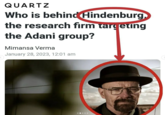 QUARTZ Who is behind Hindenburg the research firm targeting the Adani group? Mimansa Verma January 28, 2023, 12:01 am