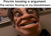 Pov:im loosing a argument The racism flowing to my bloodstream: