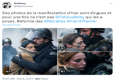 Anthony @WebCrooner ALT Ces photos de la manifestation d'hier sont dingues et pour une fois ce n'est pas @OdieuxBoby qui les a prises. Réforme des #Retraites #manif7fevrier Translate Tweet 10:33 AM - Feb 8, 2023 487 Views ALT ⠀ ALT