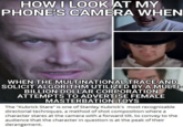 HOW I LOOK AT MY PHONE'S CAMERA WHEN WHEN THE MULTINATIONAL TRACE AND SOLICIT ALGORITHM UTILIZED BY A MULTI- BILLION DOLLAR CORPORATION ATTEMPTS TO ADVERTISE FEMALE MASTERBATION TOYS The "Kubrick Stare" is one of Stanley Kubrick's most recognizable directorial techniques, a method of shot composition where a character stares at the camera with a forward tilt, to convey to the audience that the character in question is at the peak of their derangement.
