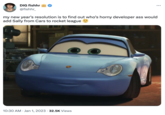 DIG fishhr Wik @fishhr_ ... my new year's resolution is to find out who's horny developer ass would add Sally from Cars to rocket league 10:30 AM • Jan 1, 2023 32.5K Views