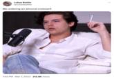 Cole Sprouse Smoking a C-------- (meme) Lukas Battle @lukasbattle Me ordering an almond croissant 7:45 PM. Mar 7, 2023 212.8K Views :