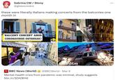Sabrina CM / Stony @gleescovers these were literally italians making concerts from the balconies one month in 'BALCONY CONCERT' AMID CORONAVIRUS OUTBREAK! DOG NEWS WION Guardian BBC News (World) @BBCWorld Mar 9 Mental-health crisis from pandemic was minimal, study suggests bbc.in/3ZAOEHD . ... :