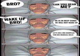 BRO? WAKE UP BRO! CAN YOU HEAR ME? HE IS IN DEEP COMA HE WILL NOT WAKE UP LET'S SELL HIS GUNPLAS FOR HIS MEDICAL BILLS
