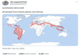 P SEARCH the wayward fool @protestantwind worldwide latina belt all people from these places are latinas 12:25 PM . Nov 10, 2020 1,051 Retweets 1,690 Quote Tweets 6,267 Likes :