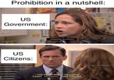 Prohibition in a nutshell: 41 US Government: US Citizens: STOP DRINKING ALCOHOL! - YOU KNOW WHAT? I'M GONNA START DRINKING EVEN HARDER. THEME BY STARPONDS