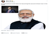 Nimo Tai @Cryptic_Miind world. Congratulations to Mr Adani for becoming the second richest man in the 4:05 AM . Sep 16, 2022 : 882 Retweets 44 Quote Tweets 7,599 Likes