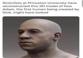 Scientists at Princeton University have reconstructed this 3D model of how Adam, the first human being created by God, might have looked