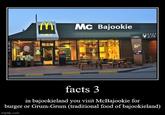 TAILL Coll Mc Bajookie ****** 2.75 facts 3 in bajookieland you visit McBajookie for burger or Grum-Grum (traditional food of bajookieland) imgflip.com