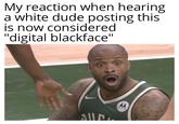 My reaction when hearing a white dude posting this is now considered "digital blackface" Aller