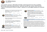 Dr. William Horne @wihorne Just white woman Michelle Tandler claiming that her fear justifies lynching, reproducing exactly-almost word-for-word-the famed "lynch a thousand times a week" speech of suffragist Rebecca Latimer Felton. ALT Needless to say it took me some time to fall back asleep -- as often happens after these encounters. 47 36 Michelle Tandler @michelleta.... 22h For the ultra wealthy in San Francisco life is generally free of these moments. 363 il 152K 31 Super rich people in SF live on hills because "crimb don't climb." Or, they live far out west, protected by a lack of public transportation. (Which, by the way, is by design). 47 8:51 AM. Apr 10, 2023 505 *** Michelle Tandler @michelleta... 22h At this point the number of encounters I I have had in San Francisco that made me feel uncomfortable or scared numbers in the thousands. ₁141K ↑ ALT Michelle Tandler @michelletan.... 21h A few questions on my mind this morning: + What changed that the men of San Francisco went from creating vigilante groups to being afraid to even tweet about crime? + What would happen if a few meth dealers were publicly hung? 387 1478 608 1.6M ↑ Michelle Tandler@michallatan 21h... dearest possession form the ravening human beasts----then I say lynch, a thousand times a week if necessary." Politics was central to Felton's perspective. North Carolina Republicans who had encouraged African-American men's success were also to blame for the actions of the "black r-----." Republicans, Felton insisted, "must find a means to stop the crime that invites lynching by the ignorant and malicious of your supporters, or you cannot escape the responsibility for their actions." Republicans "encouraged the ignorant Negroes in thinking that the success of the party...insures him against the just penalty of his wrongdoing." Republicans, who had portrayed white Democrats as blacks' most bitter enemy, had led African-American men to perform all kinds of outrages against whites. "In his ignorance," she argued, the African-American man "...has interpreted this to give him license to degrade and debauch." Speaking to white Rep icans, Felton warned, "you are his teacher. You must correct your teachings or you cannot escape the wrath of an outraged people." ALT