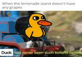I'd be mad too | /r/dankmemes When the lemonade stand doesn't have any grapes Duck has never seen such b------- before made with mematic