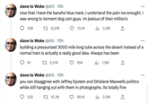 slave to Woke @dril. 10h now that i have the baneful blue mark, I undertand the pain ive wrought. i was wrong to torment dog coin guys. im jealous of their million's 336 16,078 ₁3.2M 소 slave to Woke @dril. 10h building a pressurized 3000 mile long tube across the desert instead of a normal train is actually a really good idea. Always has been t 5,216 ₁1.3M 81 72.1K 532 55K slave to Woke @dril. 10h you can disaggrree with Jeffrey Epstein and Ghislane Maxwells politics while still hanging out with them in photographs. Its totally fine 10.3K ılı 2.2M 企 68.1K ...