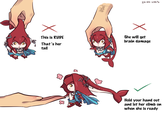 This is RUDE That's her tail 83 Juophorts 24-04-2023 She will get brain damage Hold your hand out and let her climb on when she is ready