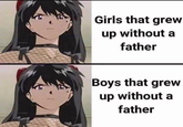 Girls that grew up without a father Boys that grew up without a father