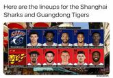 Here are the lineups for the Shanghai Sharks and Guangdong Tigers THE SAND SHANGHAI GUANDONG 17 KYLE KUZMA 21 3 F STARTING LINEUPS 27 C 25 F 99 30 G JULIUS RANDLE RUDY GOBERT CJ MCCOLLUM DENNIS SHROEDER 14 G JIMMY BUTLER BEN SIMMONS KRISTAPS PORZINGIS 20 G 88 G TYLER HERRO KEMBA WALKER WOES VIA VACCINATEDPG