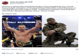 Louis vil LeGun (4) @LouisvilleGun Ukraine is absolutely smashing things in the propaganda war. Former heavyweight champion of the world Vitali Klitschko, multimillionaire, is running around with a damn PKM. Parliament members poasting feet with Krinks. Based Sunflower Grann. Ghost of Kyiv So wild to see. EPA ITALI KLITSCHIK 9:42 PM Feb 25, 2022 152 Retweets 29 Quotes 1,214 Likes TE LIT 38 Bookmarks