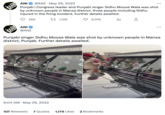 ANI ANI ANI @ANI May 29, 2022 Punjab | Congress leader and Punjabi singer Sidhu Moose Wala was shot by unknown people in Mansa district, three people including Sidhu injured in the firing incident. Further details awaited. t 1,159 9,076 268 ANI @ANI 9:04 AM • May 29, 2022 da Punjabi singer Sidhu Moose Wala was shot by unknown people in Mansa district, Punjab. Further details awaited. 107 Retweets 7 Quotes 1,179 Likes 2 Bookmarks :