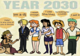 One Piece Year 2030 Meme YEAR 2030 I use Im looking for I resell Im a dj vintage She/they a sublet Help! Is any one of you a doctor I sell K