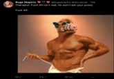 Bugs Maytrix @bugsmaytrix.bsky.social · 13d Therapist: F--- Alf isn't real, he won't eat your p---- F--- Alf: Q7 177 allo 30 : ●●●