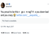 Down Bad Edit 3:14 @kashdoll You proud to be this n ga c m rag? He you down bad and you crazy twitter.com/_____exquisite___... This Tweet is unavailable. 12:11 PM - May 8, 2017 14.5K Retweets 572 Quote Tweets 12.5K Likes