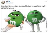 alex @alex_abads they told green m&m she couldn't go to euphoria high school anymore E m. ...