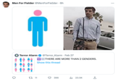 Men For Fielder @MenForFieIder. 6h •C- @Terror_Alarm . Feb 27 FO THERE ARE MORE THAN 2 GENDERS. Show this thread Terror Alarm 2 11 396 il₁23.5K :