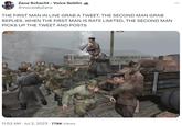 THE FIRST MAN IN LINE GRAB A TWEET. THE SECOND MAN GRAB REPLIES. WHEN THE FIRST MAN IS RATE LIMITED, THE SECOND MAN PICKS UP THE TWEET AND POSTS Zane Schacht - Voice Goblin @VoicesByZane THE FIRST MAN IN LINE GRAB A TWEET. THE SECOND MAN GRAB REPLIES. WHEN THE FIRST MAN IS RATE LIMITED, THE SECOND MAN PICKS UP THE TWEET AND POSTS Gamer's Hell 11:52 AM - Jul 2, 2023 · 778K Views :