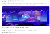 i hope to god no one paid for this because this is just a protected youtube video.?/!!;!/ W FJ ☆lay ☆ 2 days @shiamuz TikTok tuesday.18 1:19 7:47 PM Jul 7, 2023 5.7M Views . thin 768 Retweets 4,529 Quotes 12.3K Likes 2,684 Bookmarks WAN T