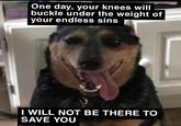 One day, your knees will buckle under the weight of your endless sins I WILL NOT BE THERE TO SAVE YOU