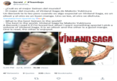 Gerald #TeamGojo @Graldhxh_ - ¿Cuál es el mejor Seinen del mundo? - El mejor del mundo, el Vinland Saga de Makoto Yukimura Un Berserk te lo leo pero cuando es algo especial un Vinland Saga, es un elissir y el otro es un buen manga. Uno se lee, el otro se disfruta. Translated from Spanish by Google - What is the best Seinen in the world? - The best in the world, Vinland Saga by Makoto Yukimura A Berserk I read it if I'm bored but when I want something special I pick a volume of Vinland Saga, it is an elissir and the other is a good manga. One is read, the other is enjoyed. VINLAND SAGA 5:39 PM - Jul 8, 2023 11.5K Views 47 Retweets 2 Quotes 235 Likes 12 Bookmarks 22 +]