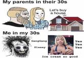 My parents in their 30s Let's buy a house Me in my 30s GangGang Slaaay Addie PERIODD 10/20 Meet Your LIVE Pros 10 Yes Yes Yes Meea<33 Nooo bruuu gnnn Ice cream so good 200