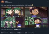 mar @amitysluz this was such an accurate depiction of bi panic TO 1:00 PM. Feb 3, 2023 · 82.8K Views 881 Retweets 28 Quotes 10.3K Likes 219 Bookmarks :