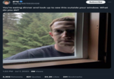 greg @greg16676935420 You're eating dinner and look up to see this outside your window. What do you do? Declaration of Memes 1:22 PM · Jul 7, 2023 2M Views Subscribe 2,302 Retweets 821 Quotes 24.2K Likes 241 Bookmarks
