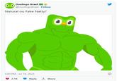 0.0 Duolingo Brasil > @DuolingoBrasil. Follow Natural ou Fake Natty? 5:00 PM - Jul 19, 2023 2.1K Reply ↑ Share